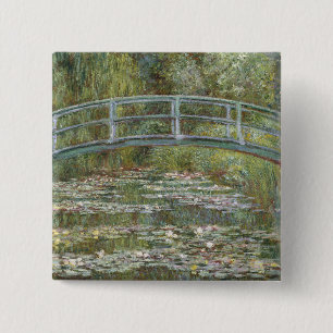 Bóton Quadrado 5.08cm Claude Monet Water Lily Pond (Ponte Japonesa)