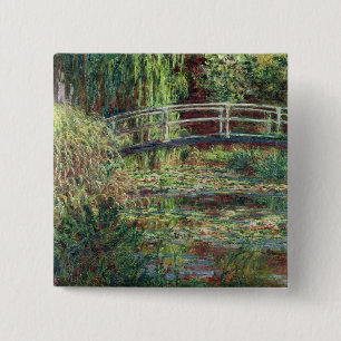 Bóton Quadrado 5.08cm Claude Monet   Waterlily Pond: Harmonia rosa, 1900