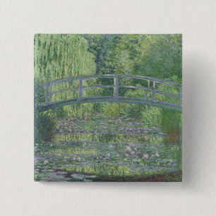 Bóton Quadrado 5.08cm Claude Monet   Waterlily Pond: Harmonia Verde