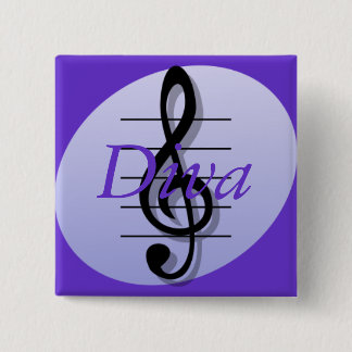 Bóton Quadrado 5.08cm Clef de triplo, diva