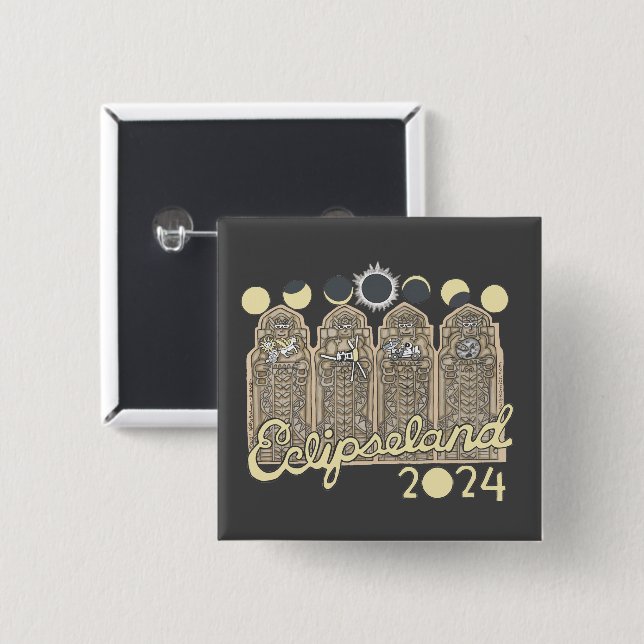 Bóton Quadrado 5.08cm Cleveland Eclipseland (Frente & Verso)