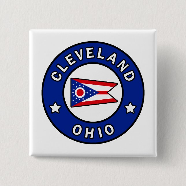 Bóton Quadrado 5.08cm Cleveland Ohio (Frente)