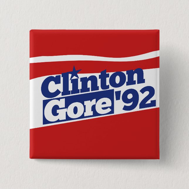 Bóton Quadrado 5.08cm Clinton Gore 92 (Frente)