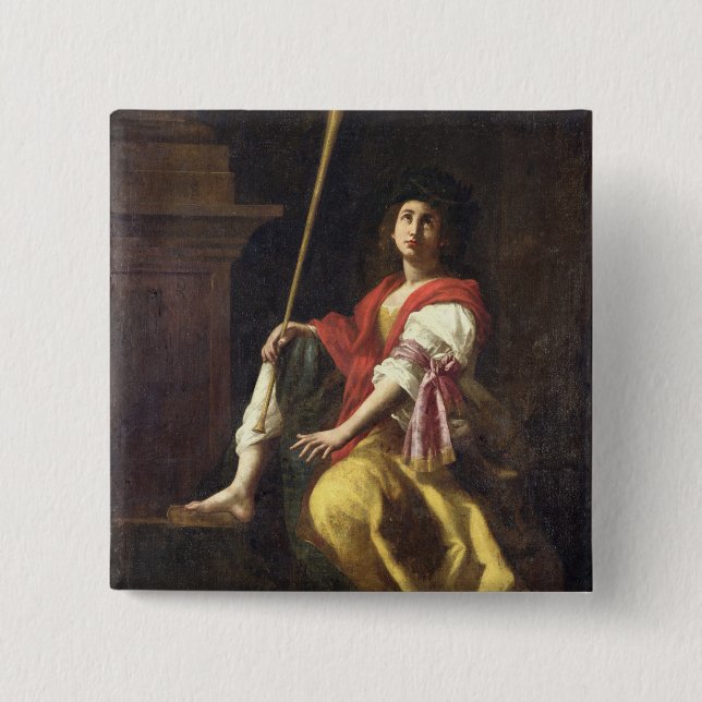 Bóton Quadrado 5.08cm Clio, musa da história, 1624 (Frente)