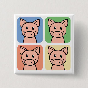 Bóton Quadrado 5.08cm Clip de desenho animado porco risonho Piggie Porqu