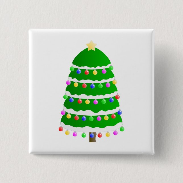 Bóton Quadrado 5.08cm Clipart da árvore de Natal (Frente)