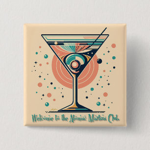 Bóton Quadrado 5.08cm Clube da Martini Atômica Retro Futurista Idade Esp