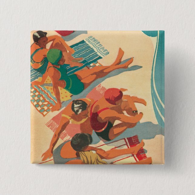 Bóton Quadrado 5.08cm Clube da praia do paraíso (Frente)