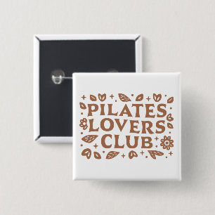 Bóton Quadrado 5.08cm clube de amantes de Pilates estética floral boho