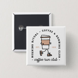 Bóton Quadrado 5.08cm Clube de corrida de café amante de corrida engraça