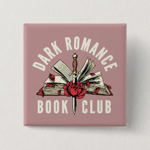 Bóton Quadrado 5.08cm Clube do Livro de Romance Sombrio Floral Rosa