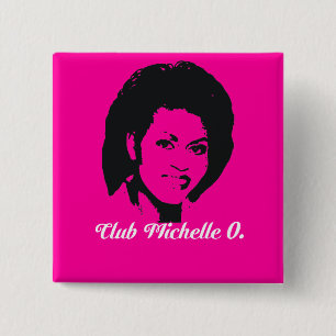Bóton Quadrado 5.08cm Clube Michelle O. Botão, rosa quente