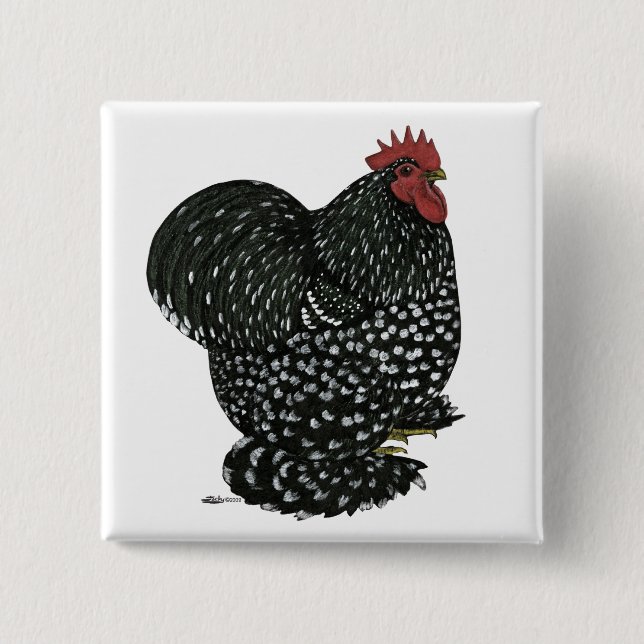 Bóton Quadrado 5.08cm Cochin: Mottle Negro (Frente)