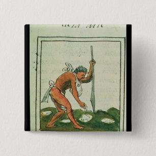 Bóton Quadrado 5.08cm Codex florentino por Bernardino de Sahagun