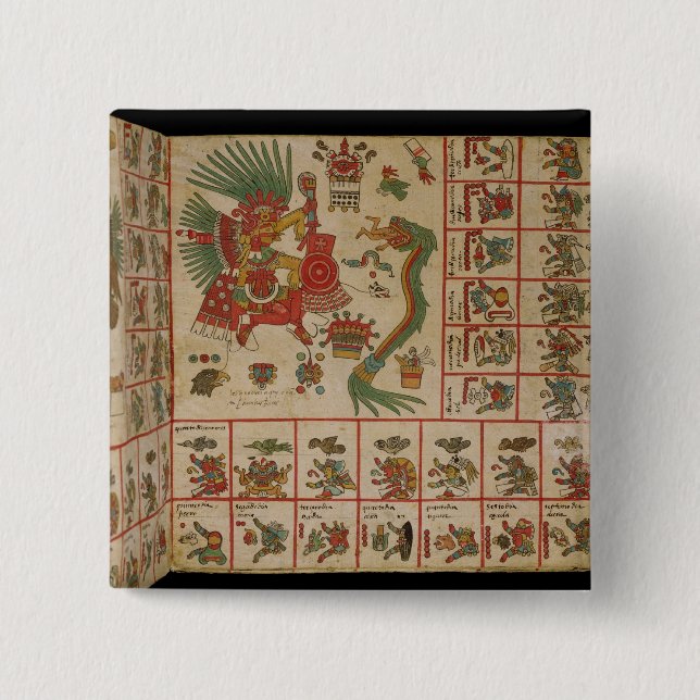 Bóton Quadrado 5.08cm Códice asteca Borbonicus (Frente)