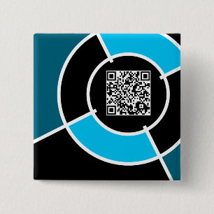 Bóton Quadrado 5.08cm código QR aqua bulseye