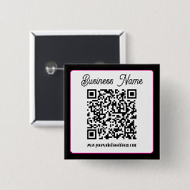 Bóton Quadrado 5.08cm Código QR com letra cursiva de script