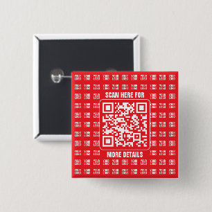 Bóton Quadrado 5.08cm Código QR do promocional (editável) com padrão de
