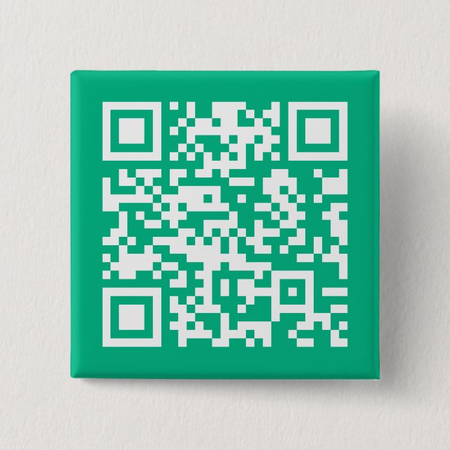 Bóton Quadrado 5.08cm Código QR editável Gera seu próprio | Teal Green (Frente)