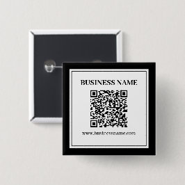 Bóton Quadrado 5.08cm Código QR empresarial | Preto e Branco