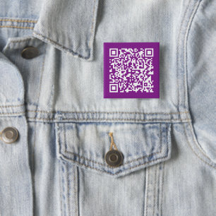 Bóton Quadrado 5.08cm Código QR instantâneo com o URL do seu site Roxa