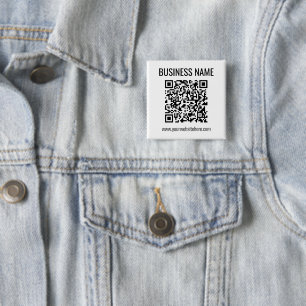 Bóton Quadrado 5.08cm Código QR & Nome da Empresa personalizáveis