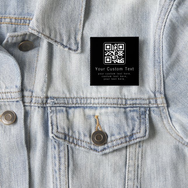 Bóton Quadrado 5.08cm Código QR personalizável e modelo de texto editáve (In Situ)