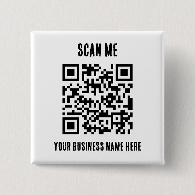 Bóton Quadrado 5.08cm Código QR Promocional comercial (Frente)