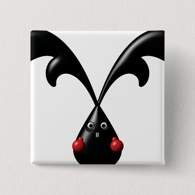 Bóton Quadrado 5.08cm Coelho Coelhinho Bastante Duro (Frente)