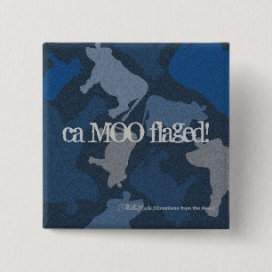 Bóton Quadrado 5.08cm Colagem CaMOOflage Cow em azul
