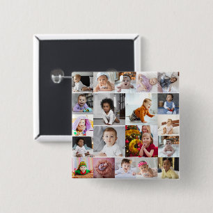 Bóton Quadrado 5.08cm Colagem de Fotografias do Design 20