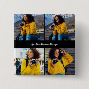 Bóton Quadrado 5.08cm Colagem de Fotografias do Design 4