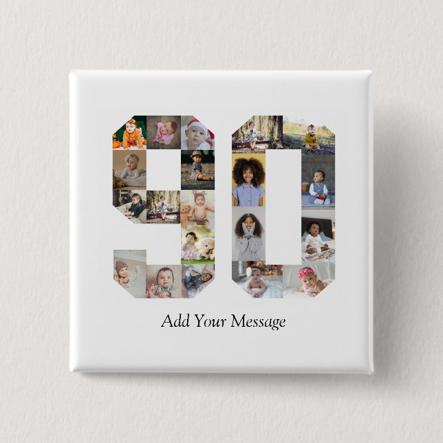 Bóton Quadrado 5.08cm Colagem de Fotos 90 (Frente)