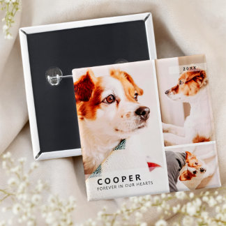 Bóton Quadrado 5.08cm Colagem de Fotos Geométrica Simples Pet Memorial