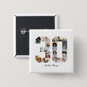 Bóton Quadrado 5.08cm Colagem de Fotos Número 30