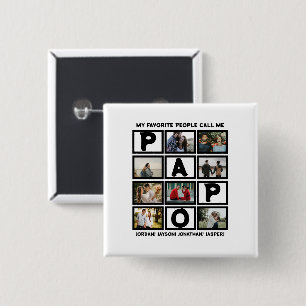 Bóton Quadrado 5.08cm Colagem de Fotos Personalizada do Avô Moderno Papo