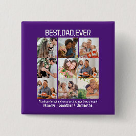 Bóton Quadrado 5.08cm Colagem de Fotos Personalizada Melhor Pai do Mundo