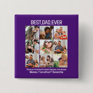 Bóton Quadrado 5.08cm Colagem de Fotos Personalizada Melhor Pai do Mundo