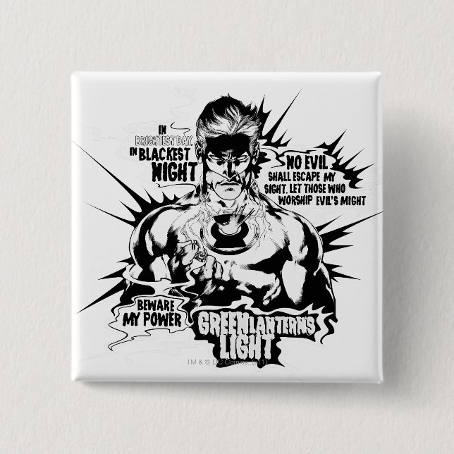 Bóton Quadrado 5.08cm Colagem verde do texto da lanterna (Frente)