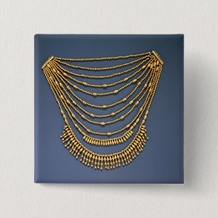 Bóton Quadrado 5.08cm Colar com sinos