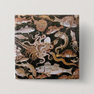 BÓTON QUADRADO 5.08CM COLEÇÃO POMPEII / OCEANO - CENA DE VIDA MARINHA