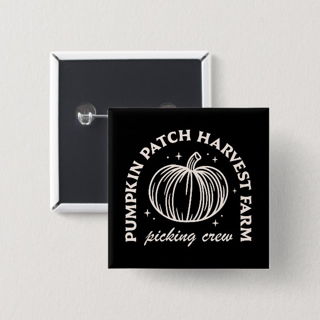 Bóton Quadrado 5.08cm Colheita de abóbora fazenda colhendo esquadrão da  (Frente & Verso)