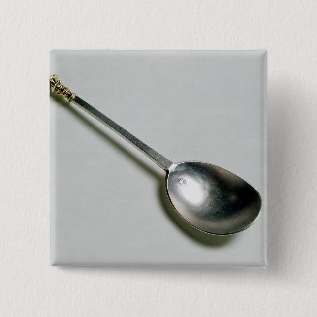 Bóton Quadrado 5.08cm Colher de prata do apóstolo com parte superior do (Frente)