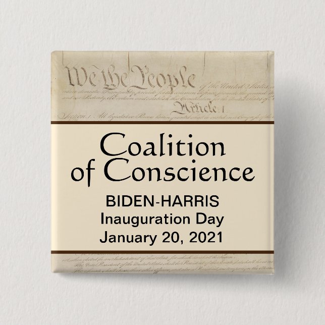 Bóton Quadrado 5.08cm Coligação de Consciência Nós, os Pessoas Kamala (Frente)