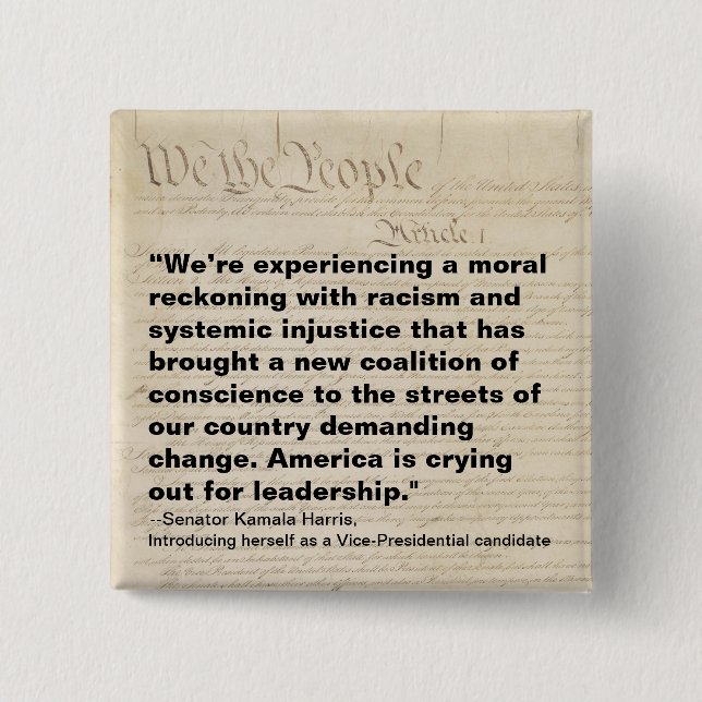 Bóton Quadrado 5.08cm Coligação de Consciência Nós, os Pessoas Kamala (Frente)