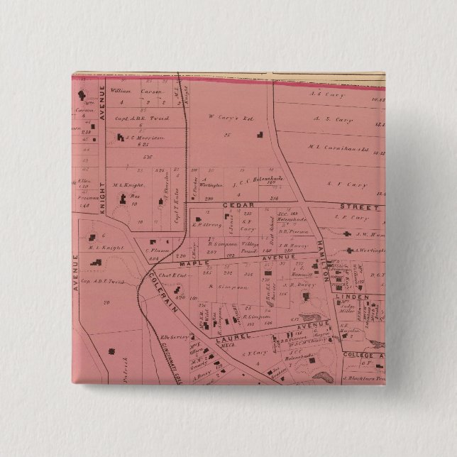 Bóton Quadrado 5.08cm College Hill, Ohio (Frente)