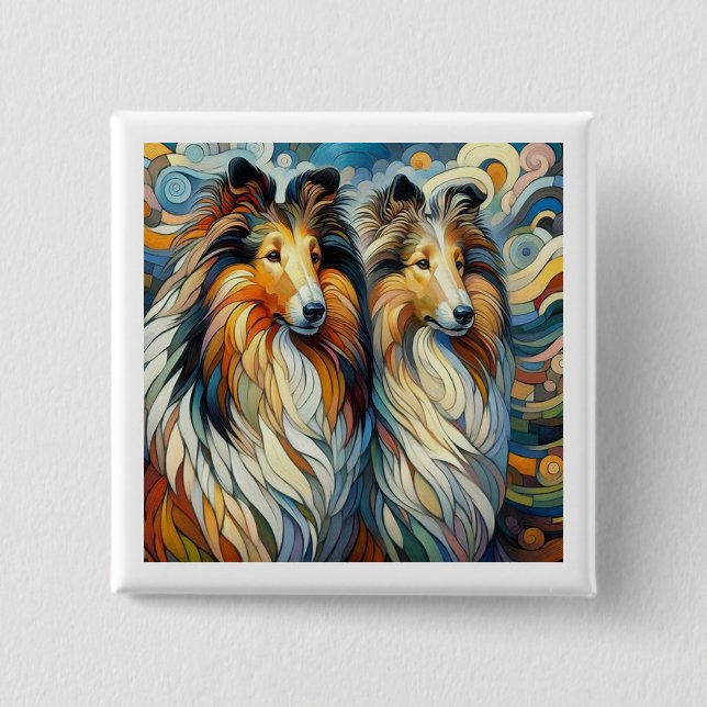 Bóton Quadrado 5.08cm Collie Paw Casso  (Frente)