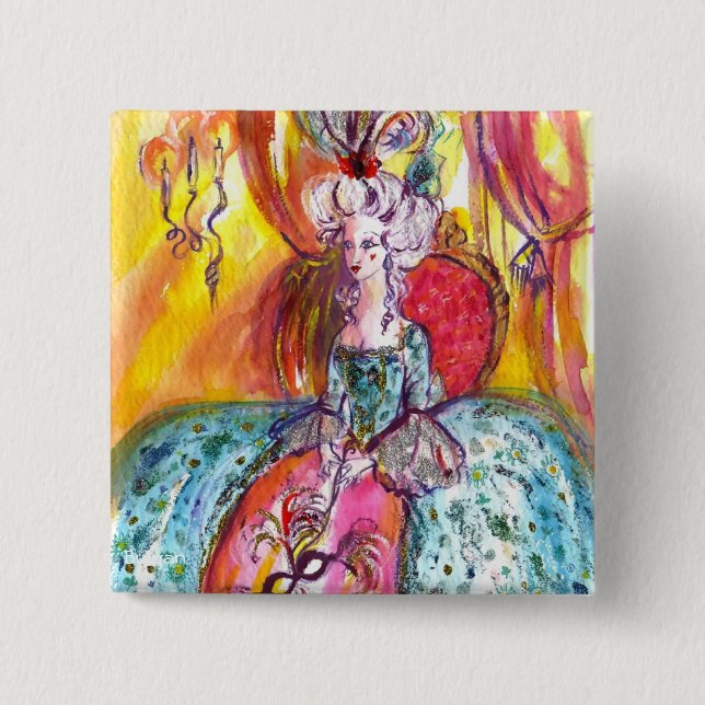 BÓTON QUADRADO 5.08CM COLOMBINA / MÁSCARAS DE MASCARADA VENETINA (Frente)