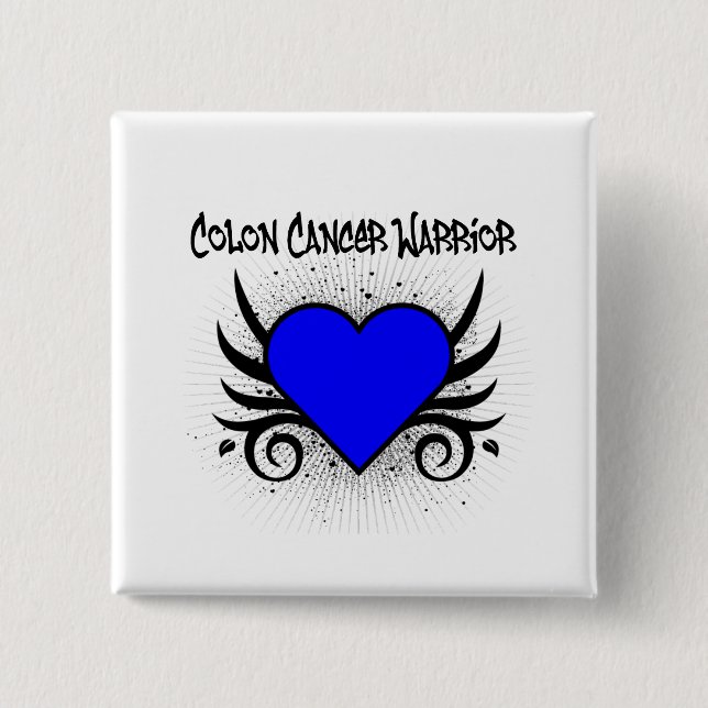 Bóton Quadrado 5.08cm Colon Cancer Warrior Heart (Frente)