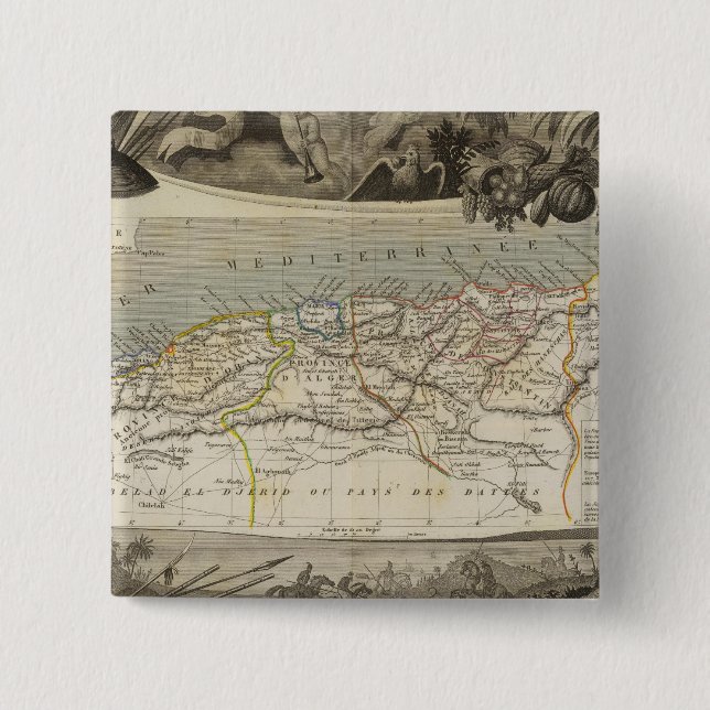Bóton Quadrado 5.08cm Colônia francesa Argélia (Frente)